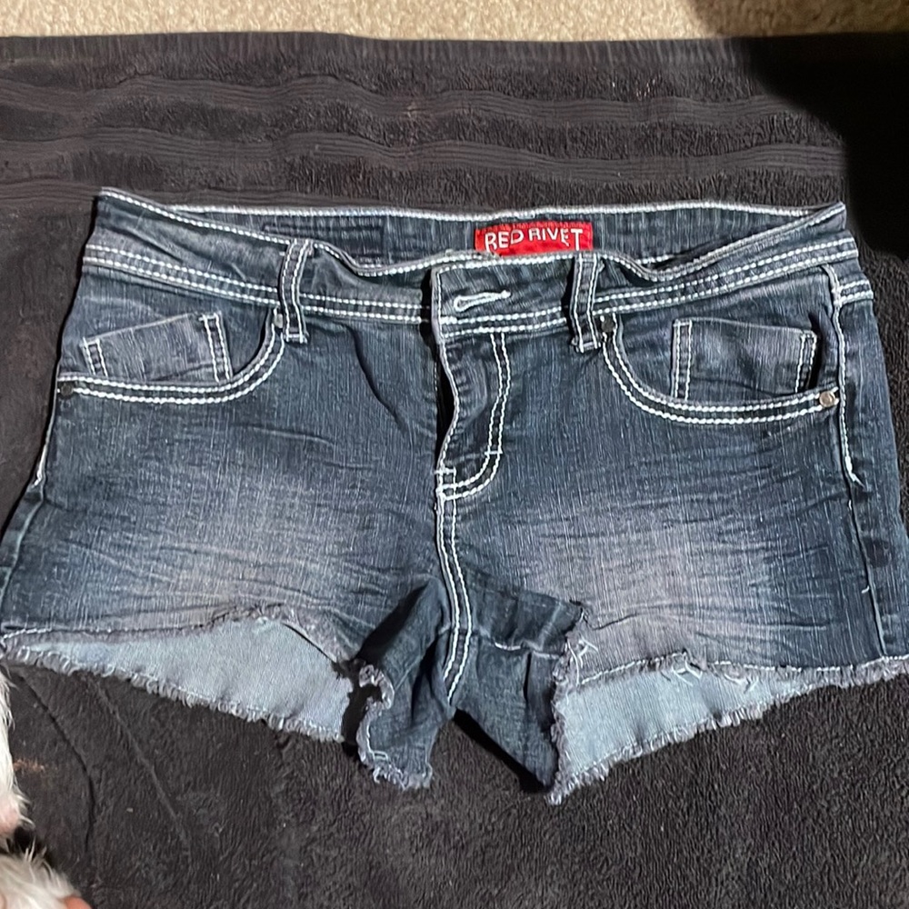 Denim shorts. Size 9. Wore them several times. They don’t fit anymore.